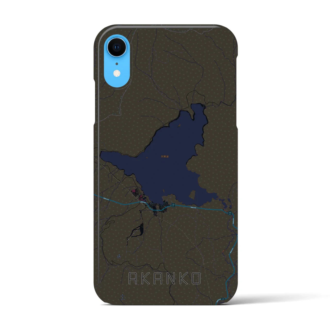 【阿寒湖(北海道)】地図柄iPhoneケース(バックカバータイプ)