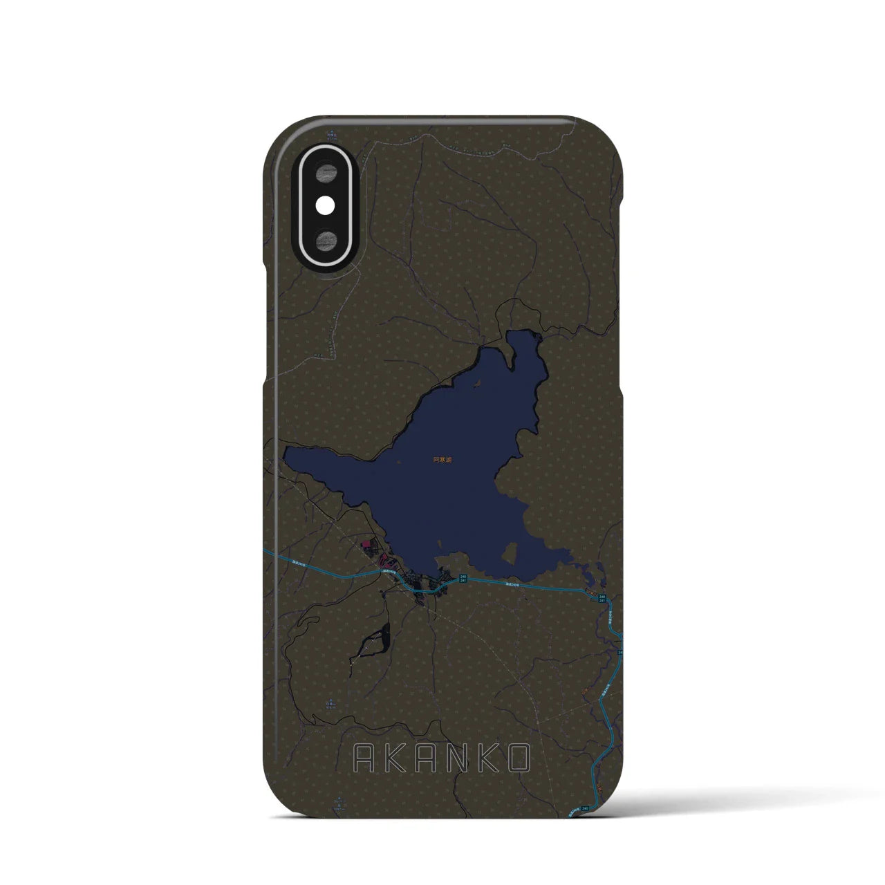 【阿寒湖(北海道)】地図柄iPhoneケース(バックカバータイプ)