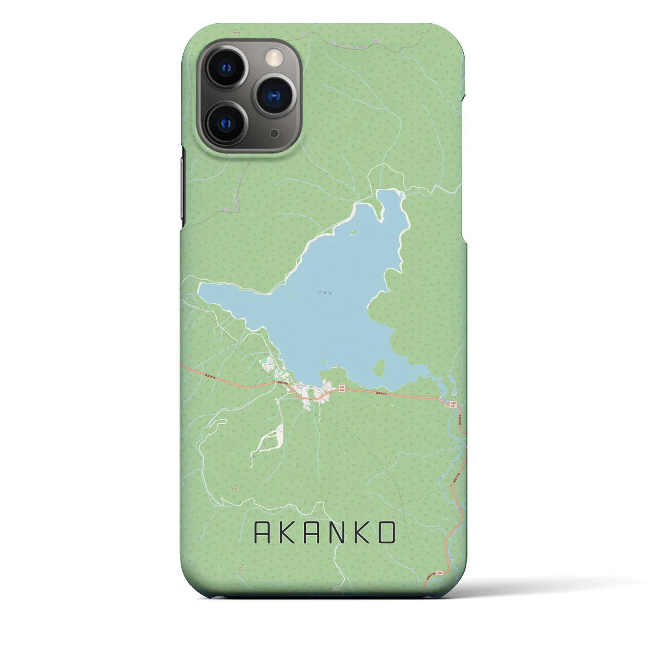 【阿寒湖(北海道)】地図柄iPhoneケース(バックカバータイプ)