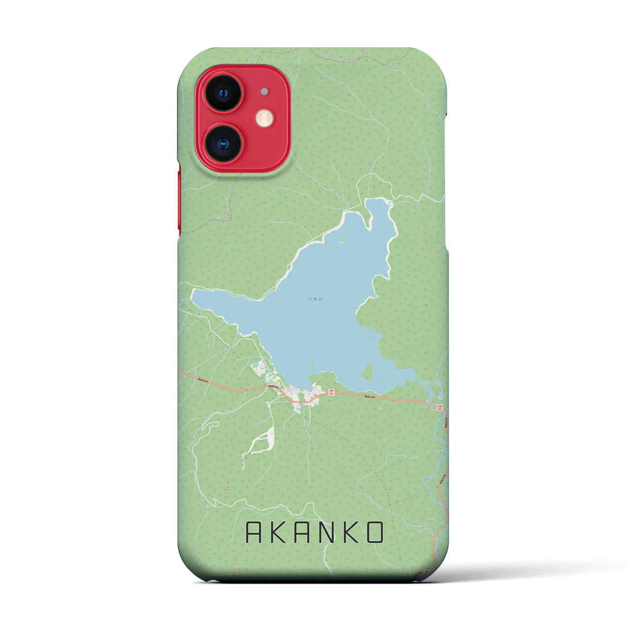 【阿寒湖(北海道)】地図柄iPhoneケース(バックカバータイプ)