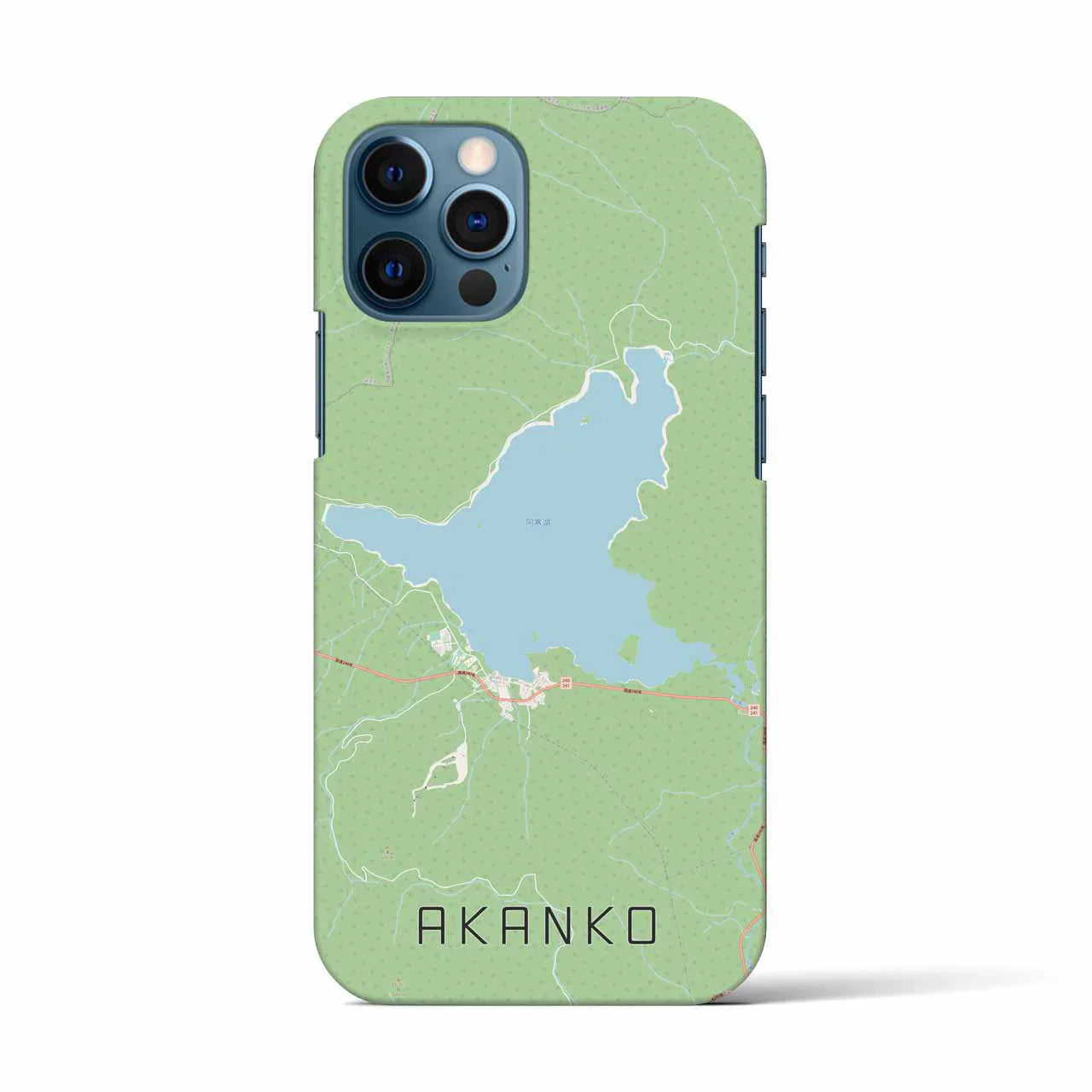 【阿寒湖(北海道)】地図柄iPhoneケース(バックカバータイプ)