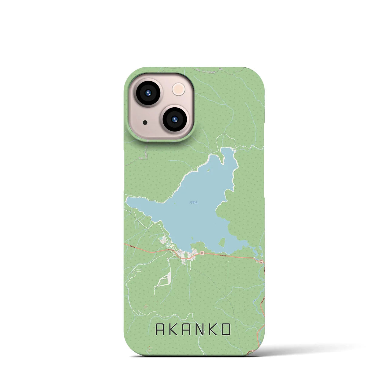 【阿寒湖(北海道)】地図柄iPhoneケース(バックカバータイプ)