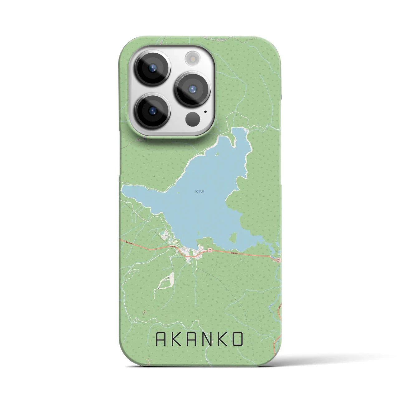 【阿寒湖(北海道)】地図柄iPhoneケース(バックカバータイプ)