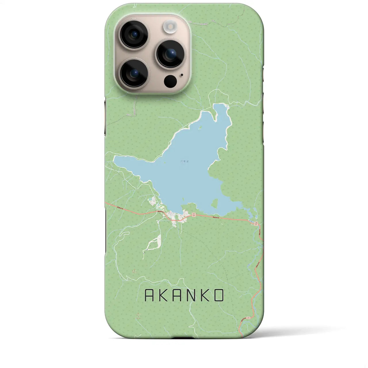 【阿寒湖(北海道)】地図柄iPhoneケース(バックカバータイプ)