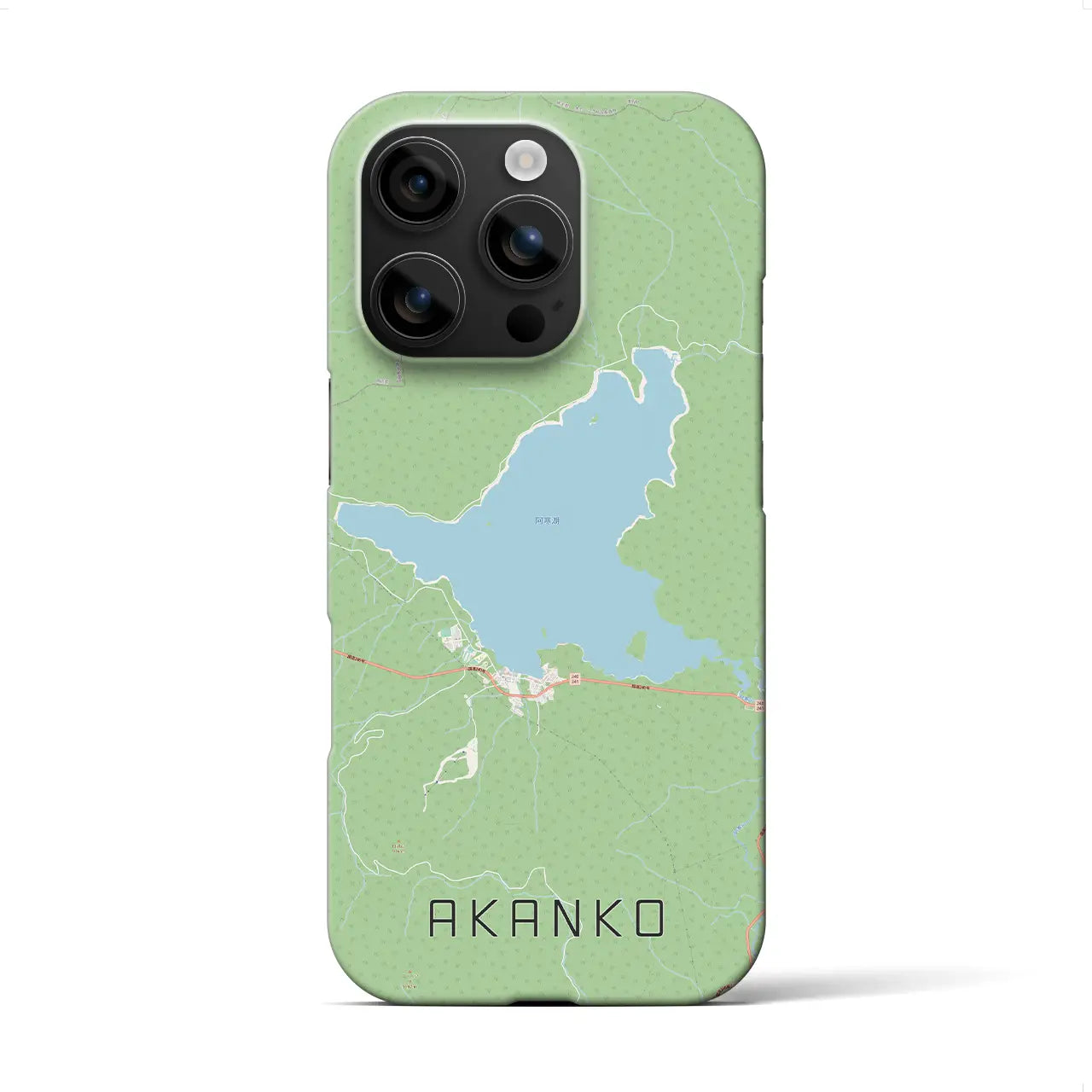 【阿寒湖(北海道)】地図柄iPhoneケース(バックカバータイプ)