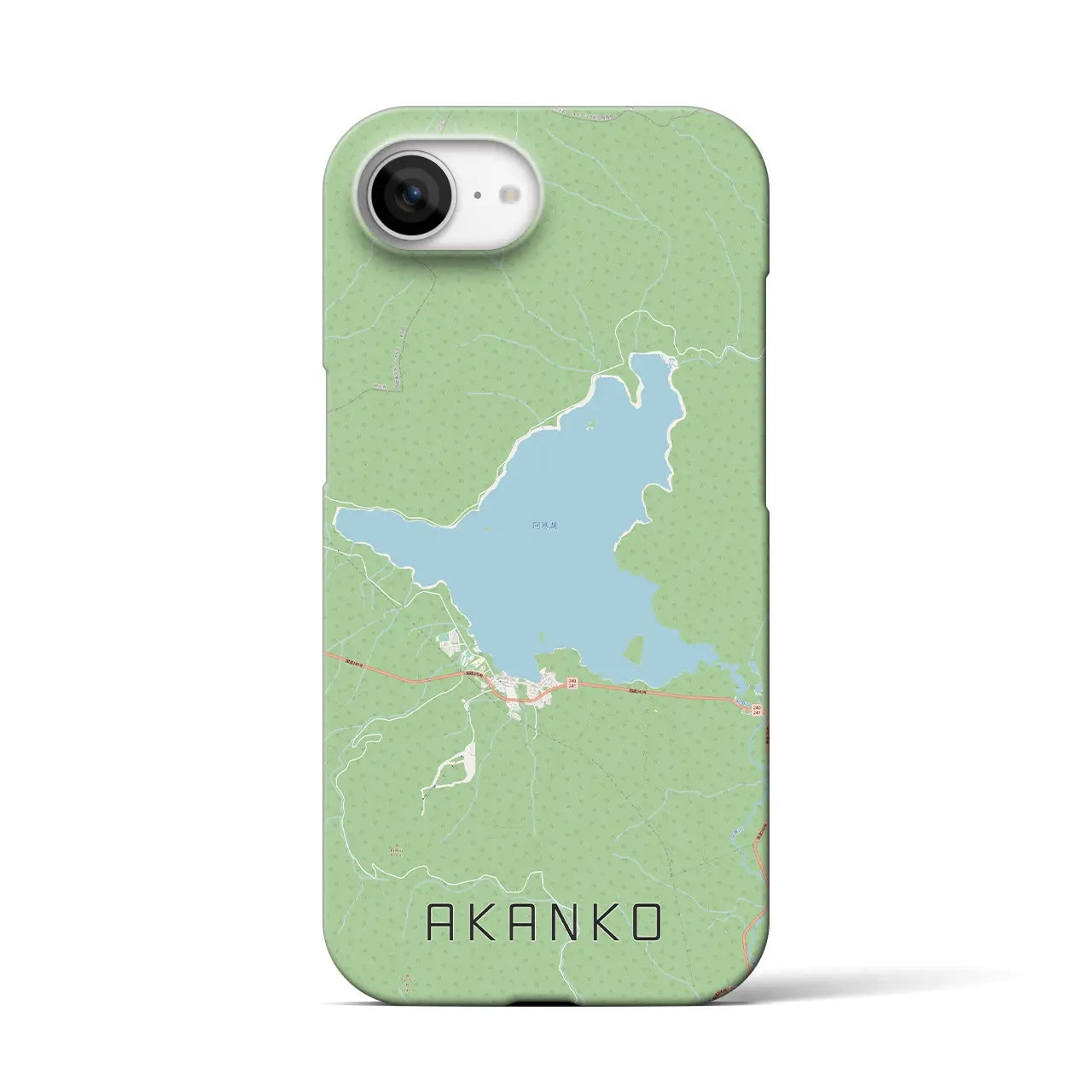 【阿寒湖(北海道)】地図柄iPhoneケース(バックカバータイプ)
