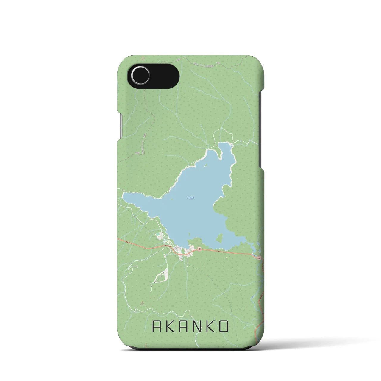 【阿寒湖(北海道)】地図柄iPhoneケース(バックカバータイプ)
