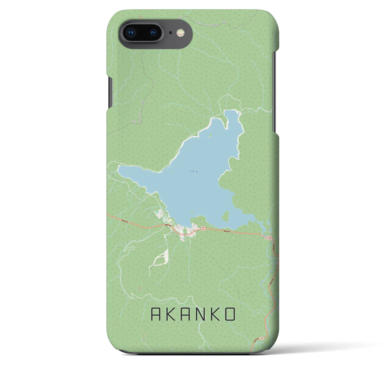 【阿寒湖(北海道)】地図柄iPhoneケース(バックカバータイプ)