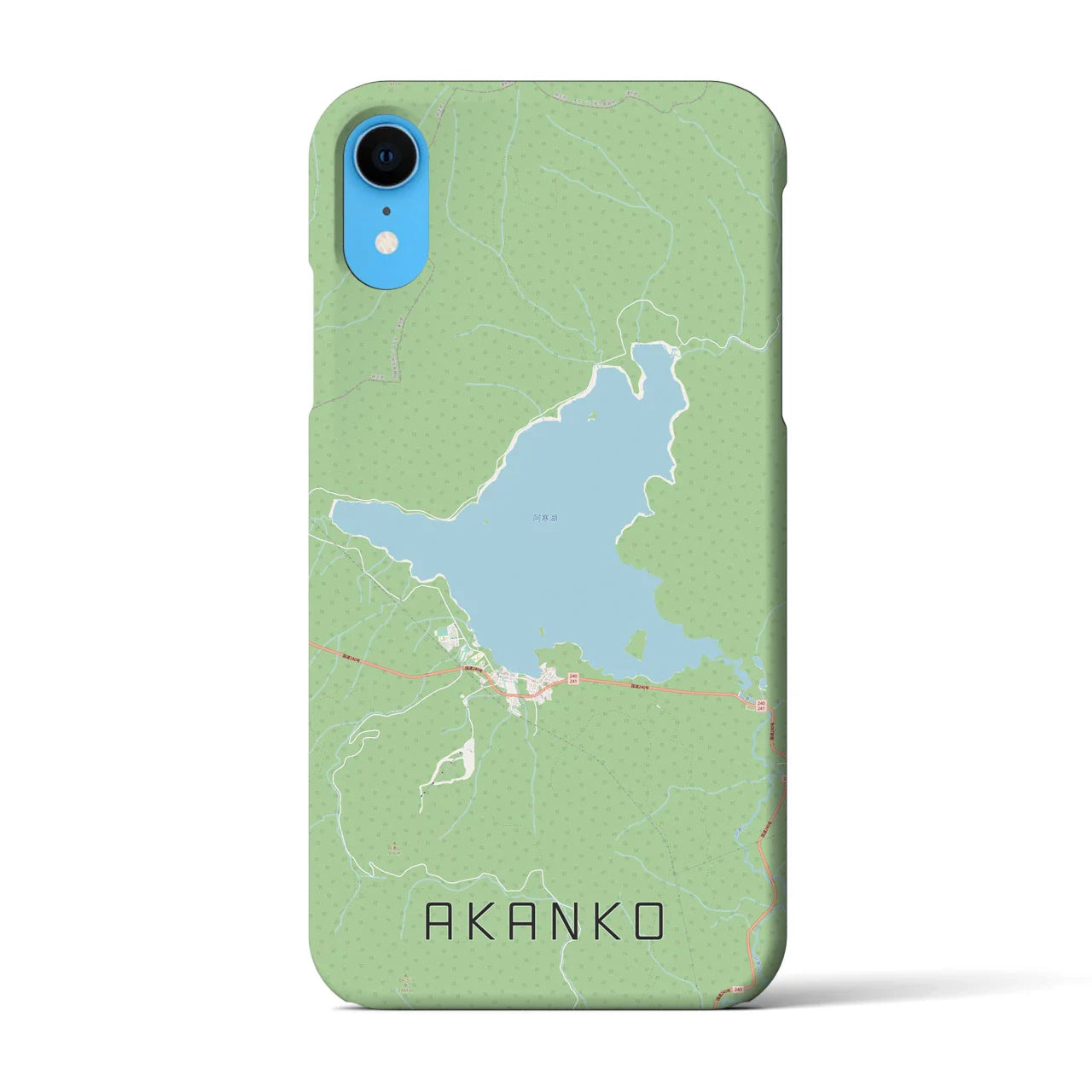 【阿寒湖(北海道)】地図柄iPhoneケース(バックカバータイプ)