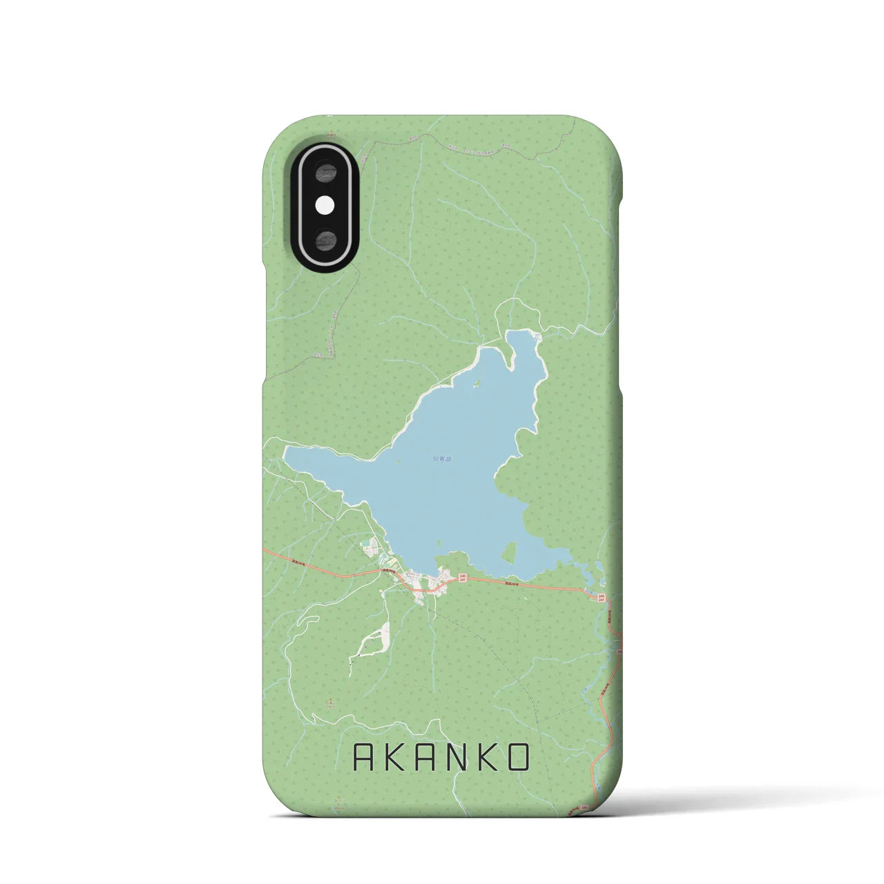 【阿寒湖(北海道)】地図柄iPhoneケース(バックカバータイプ)