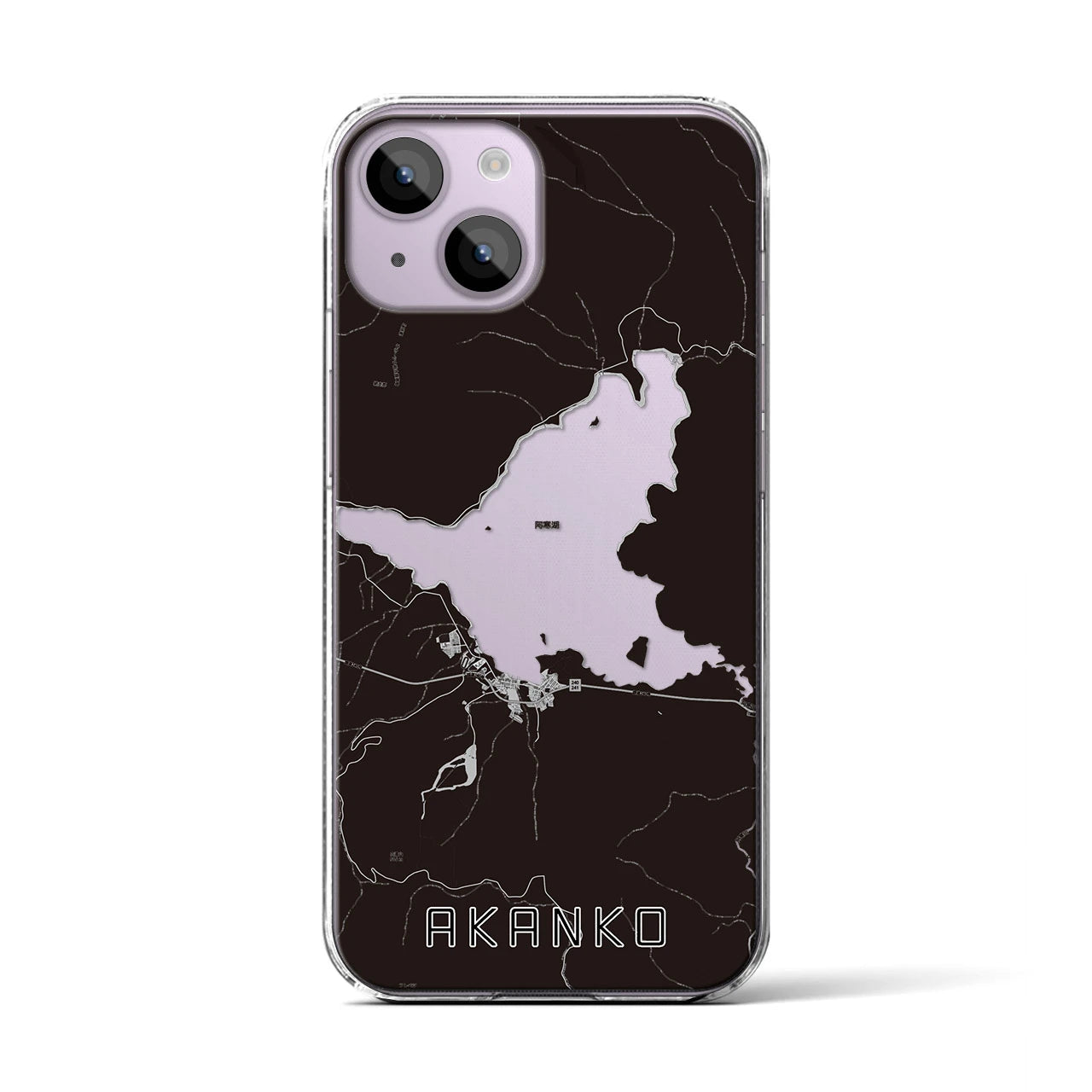 【阿寒湖(北海道)】地図柄iPhoneケース(クリアタイプ)