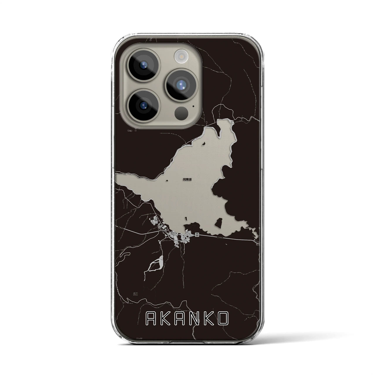 【阿寒湖(北海道)】地図柄iPhoneケース(クリアタイプ)