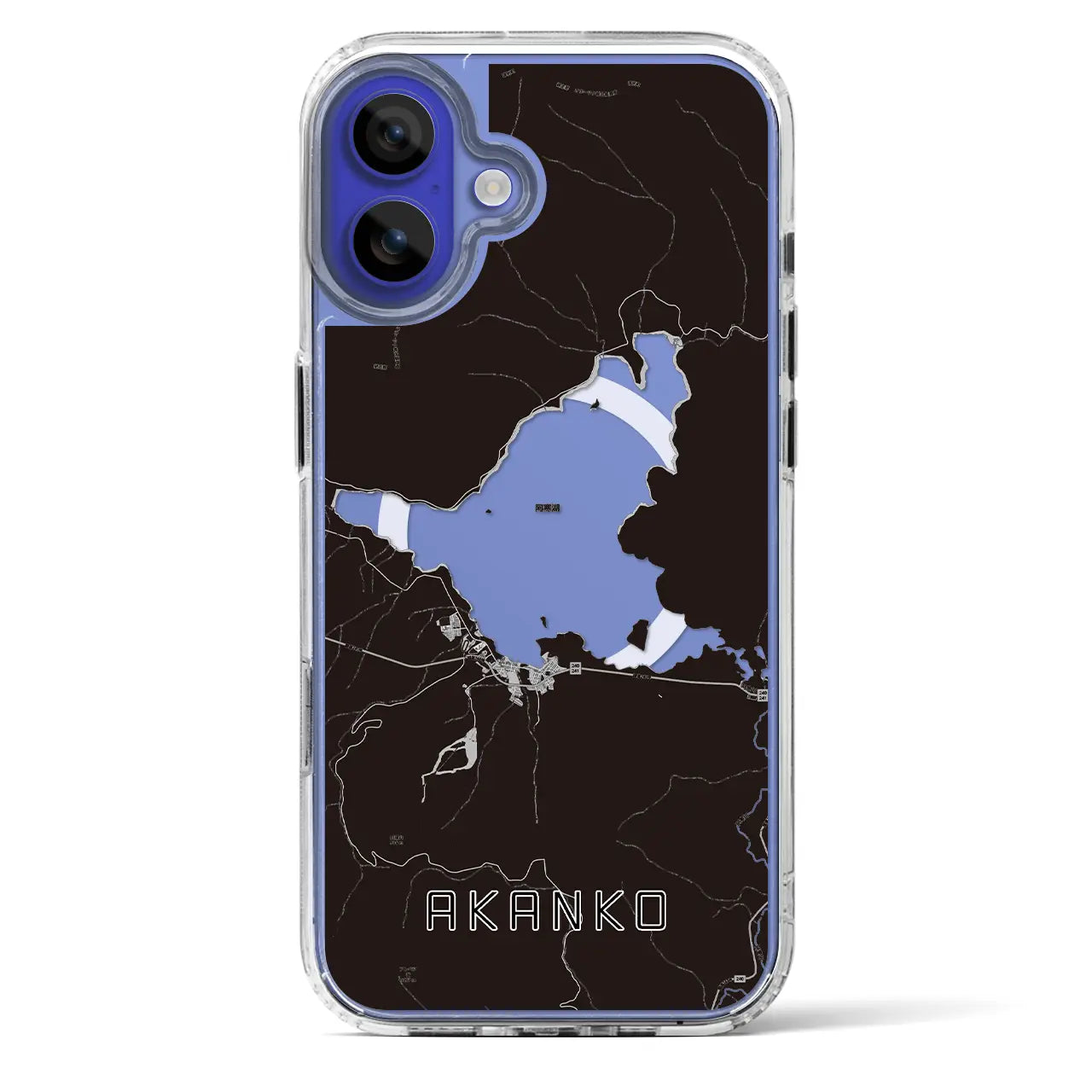 【阿寒湖(北海道)】地図柄iPhoneケース(MagSafeタイプ)