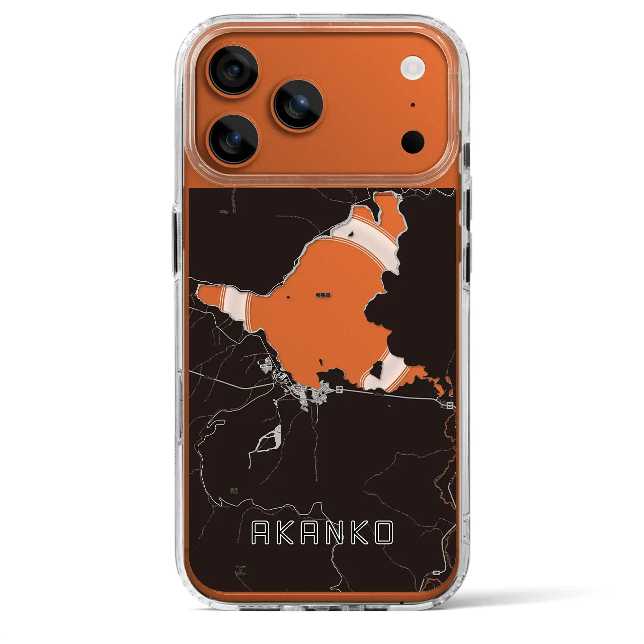 【阿寒湖(北海道)】地図柄iPhoneケース(MagSafeタイプ)