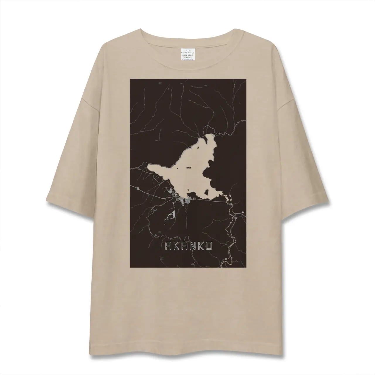 【阿寒湖(北海道)】地図柄ビッグシルエットTシャツ