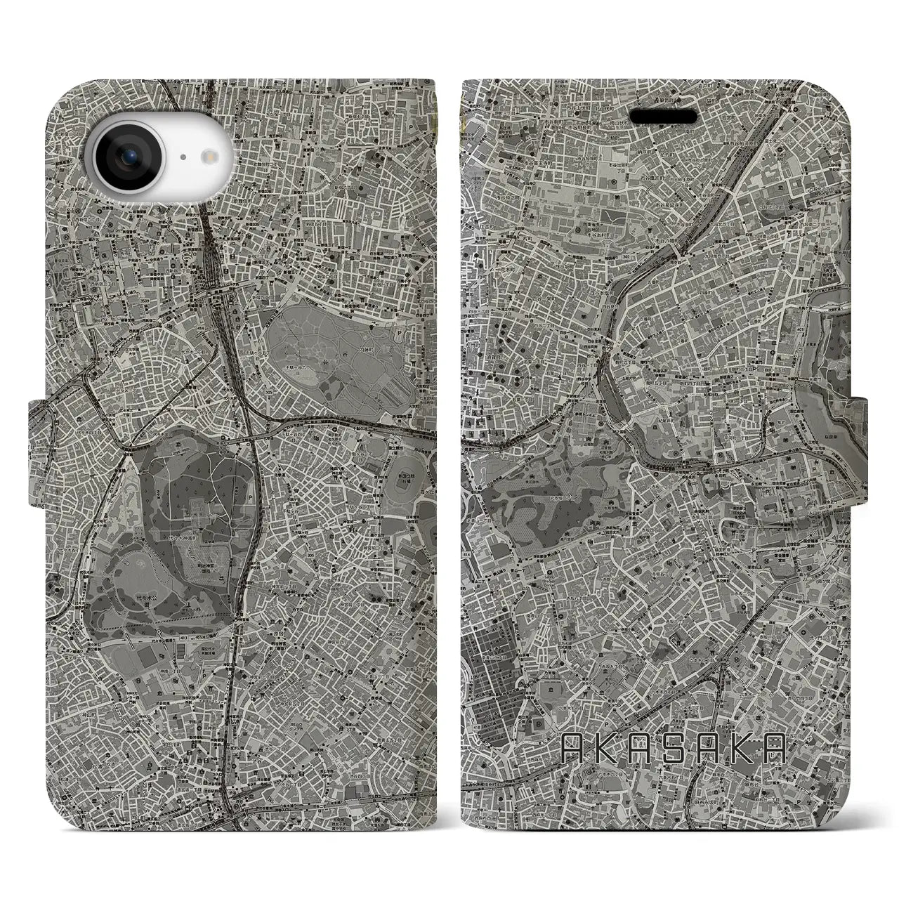 【赤坂(東京都)】地図柄iPhoneケース(手帳タイプ)