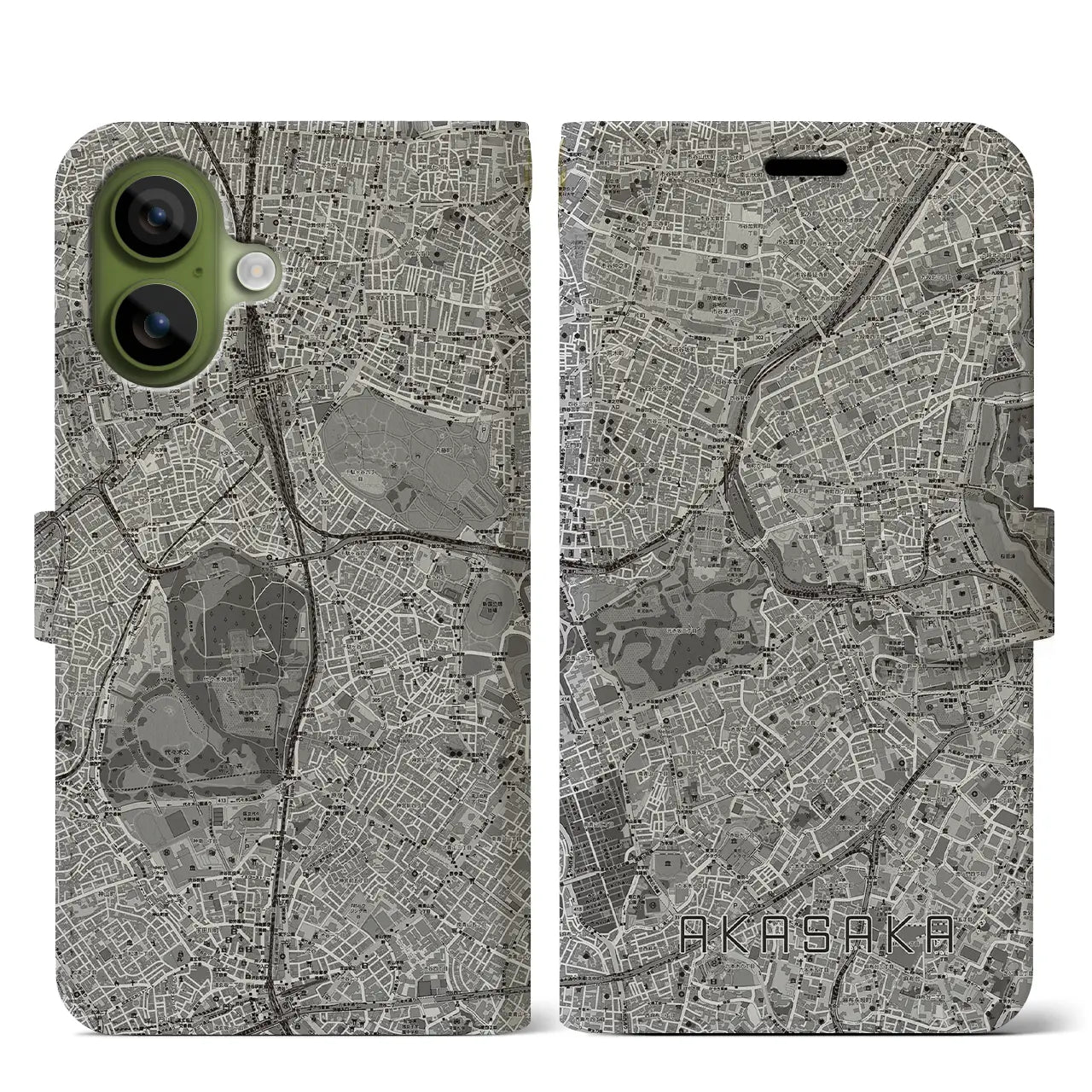 【赤坂(東京都)】地図柄iPhoneケース(手帳タイプ)
