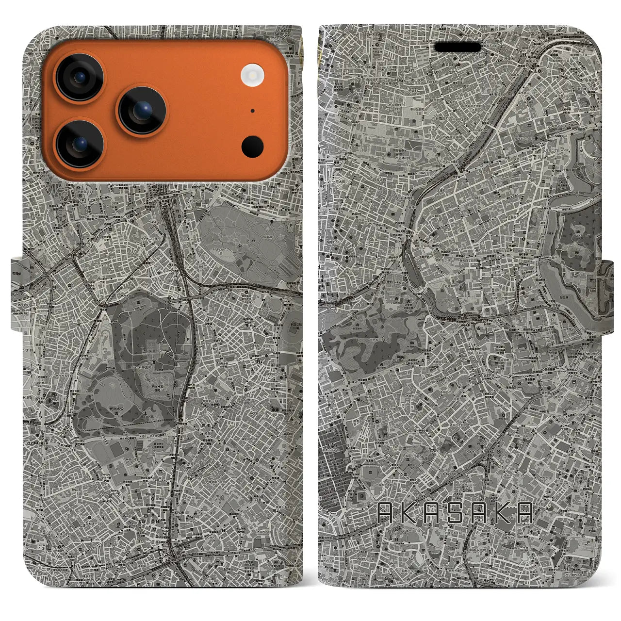 【赤坂(東京都)】地図柄iPhoneケース(手帳タイプ)