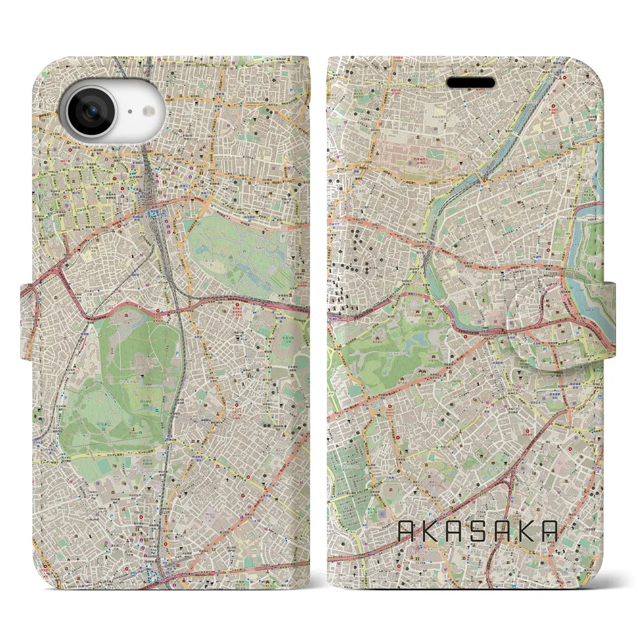 【赤坂(東京都)】地図柄iPhoneケース(手帳タイプ)