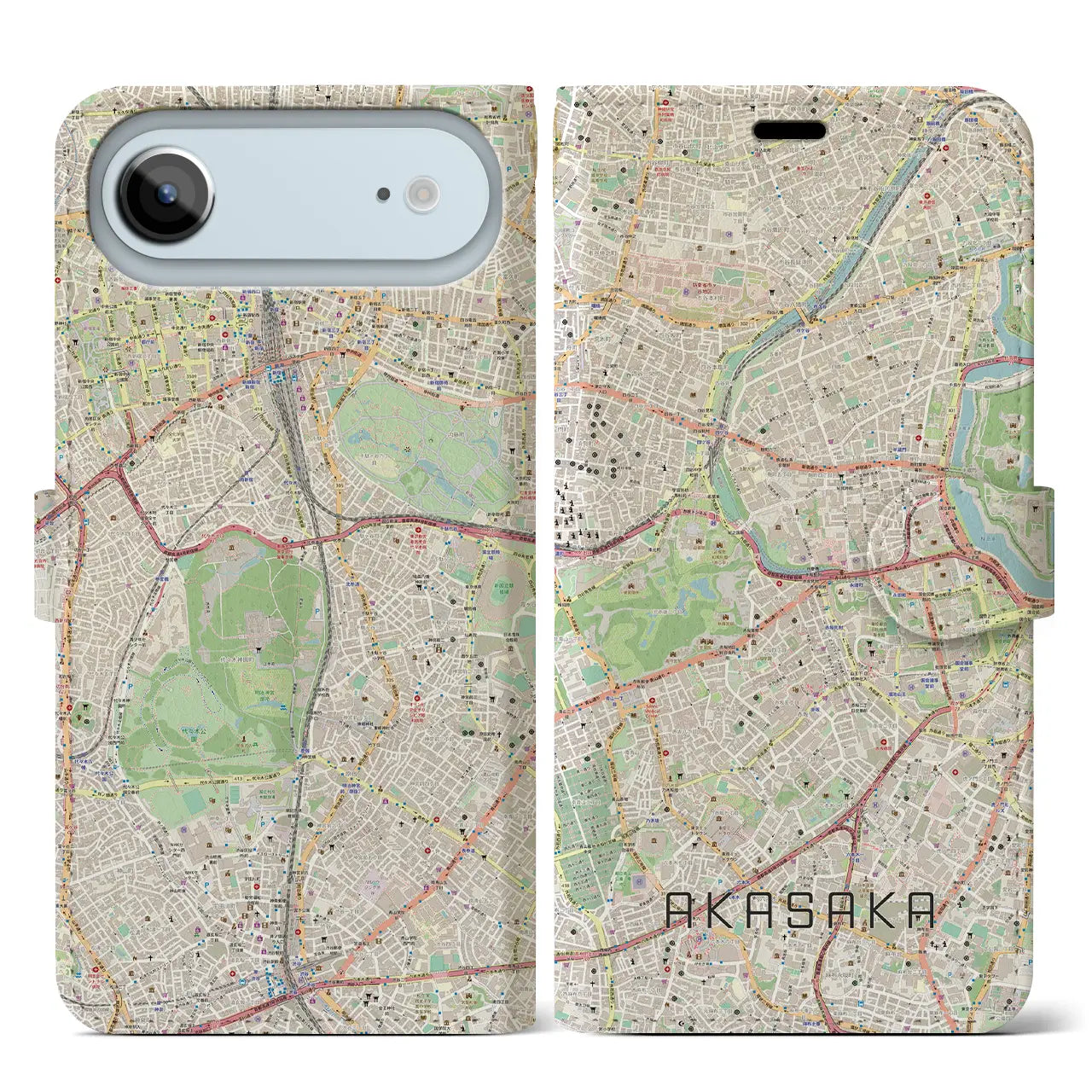 【赤坂(東京都)】地図柄iPhoneケース(手帳タイプ)