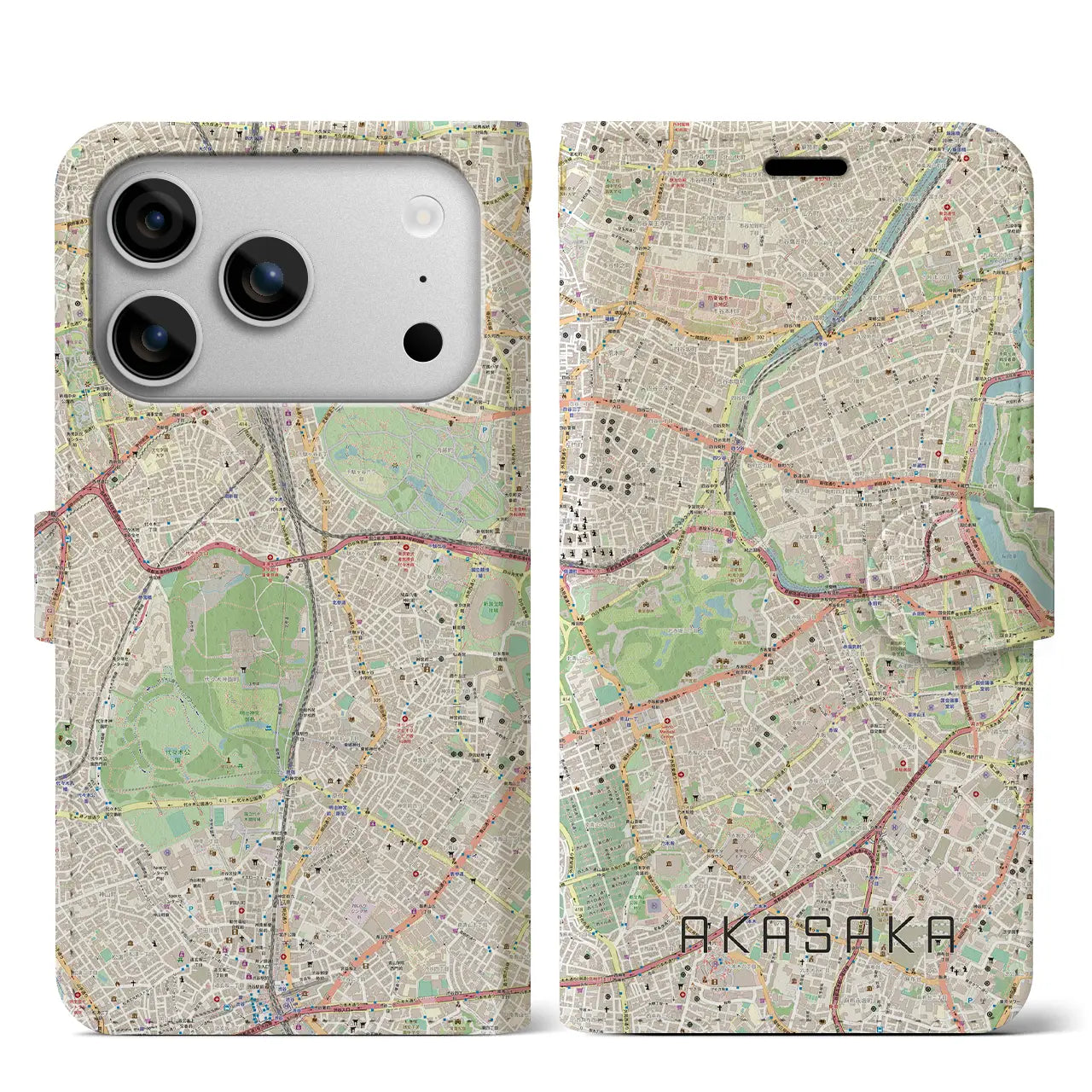 【赤坂(東京都)】地図柄iPhoneケース(手帳タイプ)