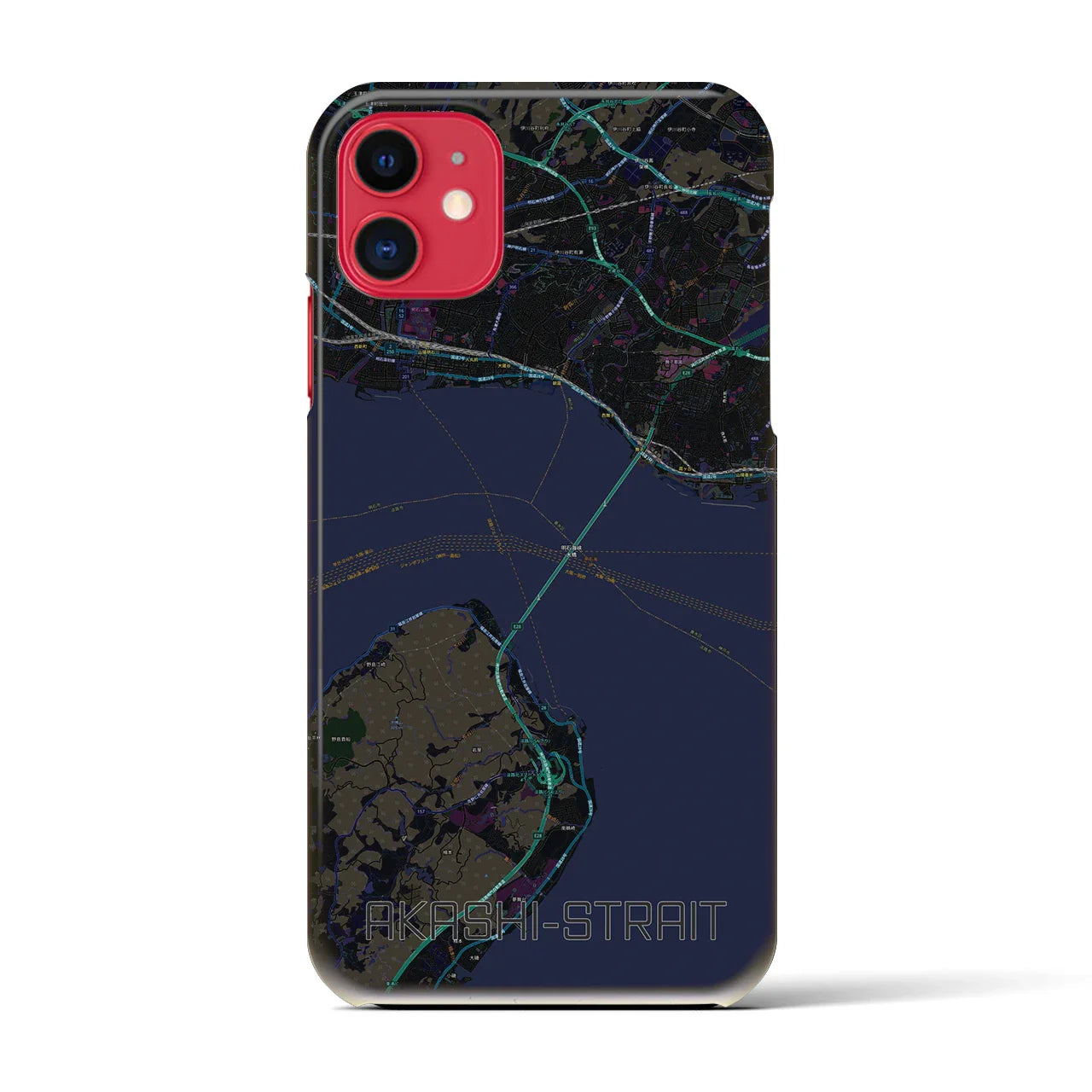 【明石海峡(兵庫県)】地図柄iPhoneケース(バックカバータイプ)
