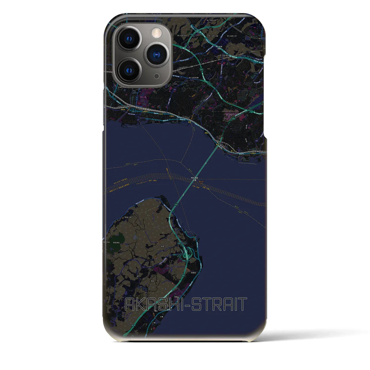 【明石海峡(兵庫県)】地図柄iPhoneケース(バックカバータイプ)