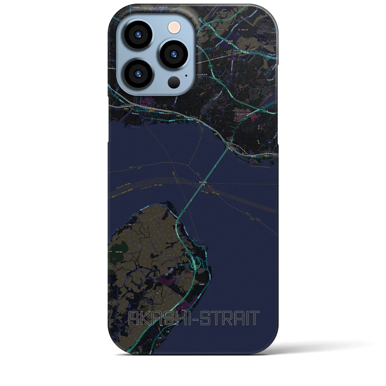 【明石海峡(兵庫県)】地図柄iPhoneケース(バックカバータイプ)