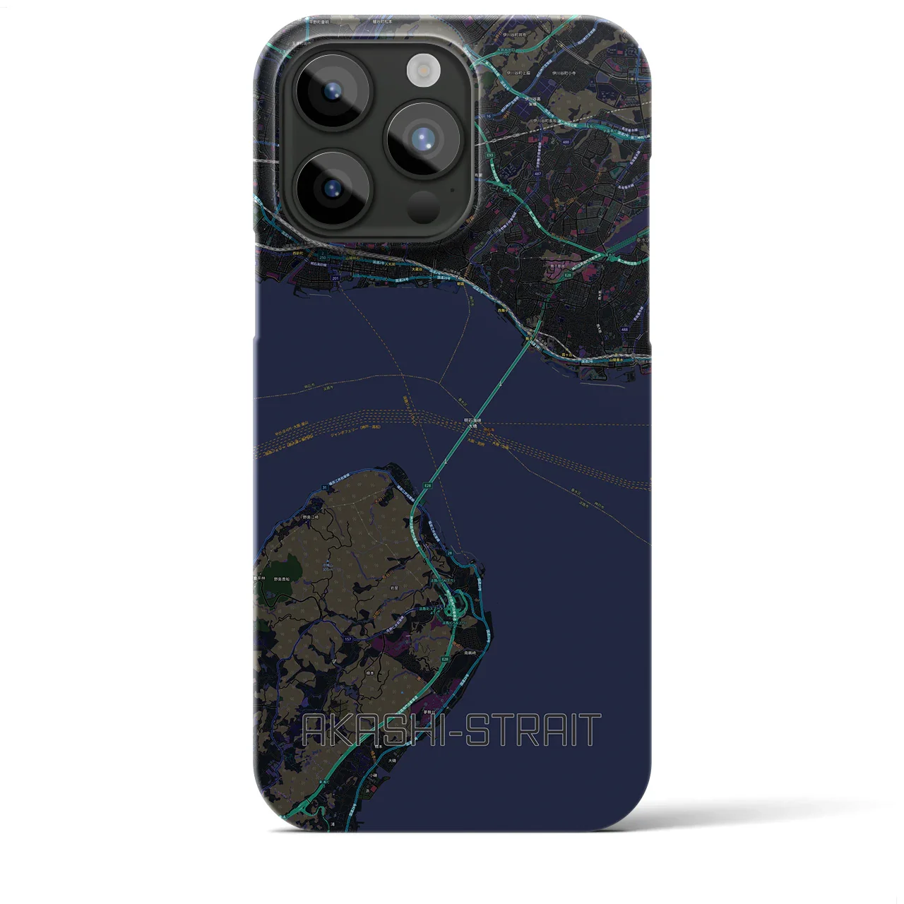 【明石海峡(兵庫県)】地図柄iPhoneケース(バックカバータイプ)