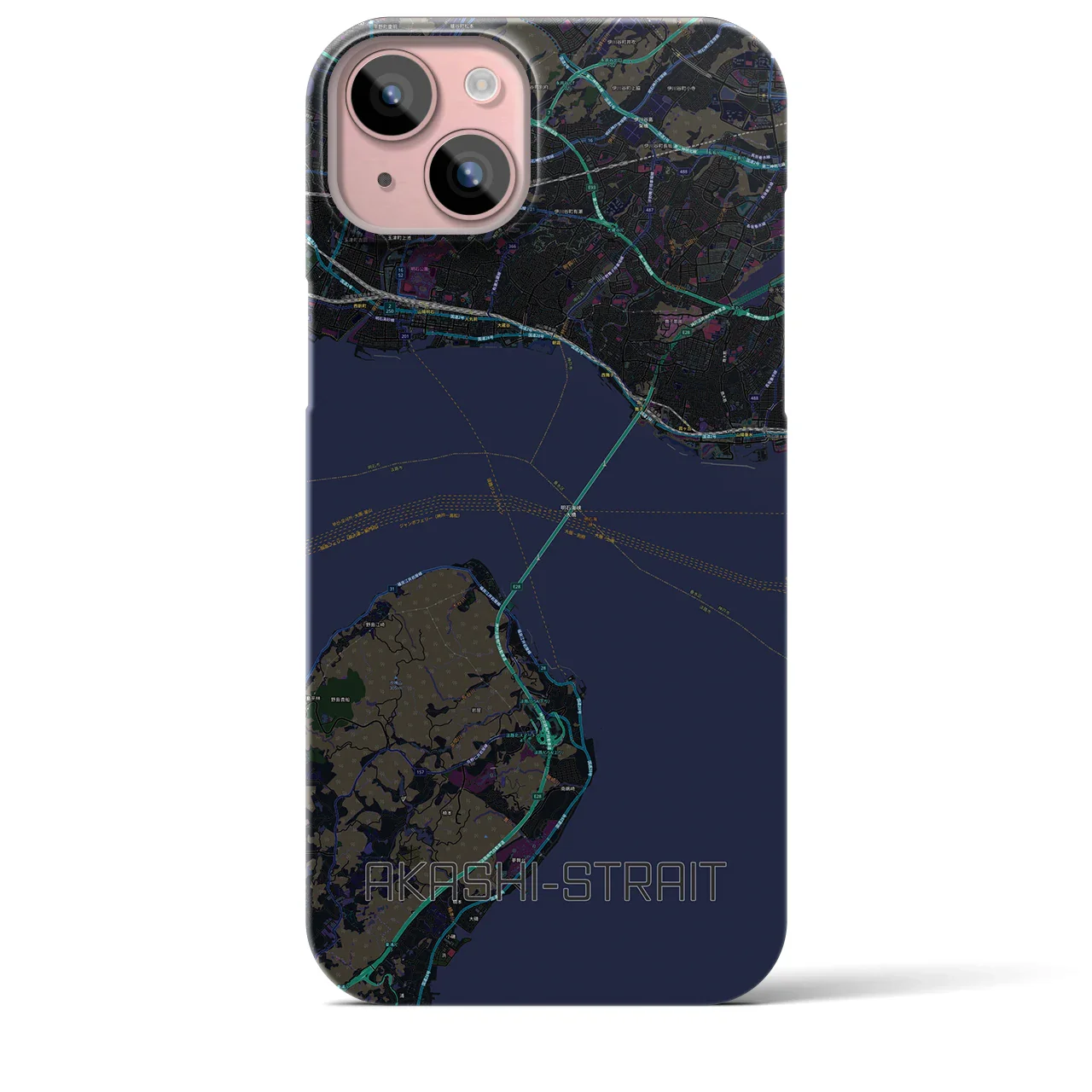 【明石海峡(兵庫県)】地図柄iPhoneケース(バックカバータイプ)