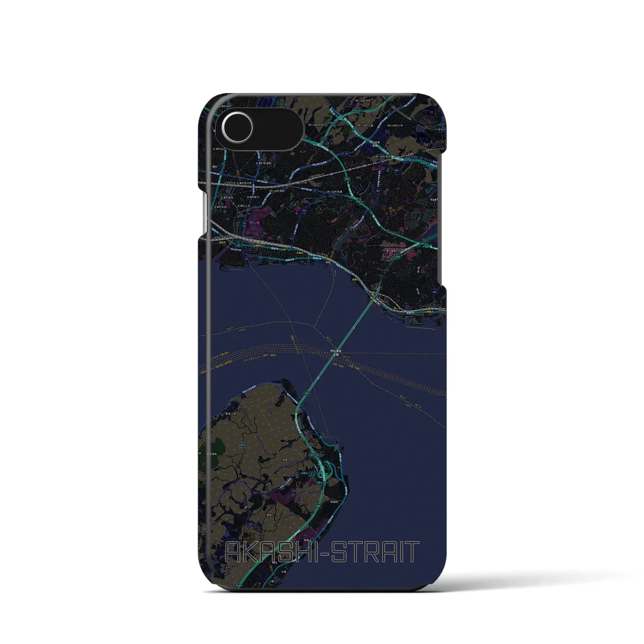 【明石海峡(兵庫県)】地図柄iPhoneケース(バックカバータイプ)