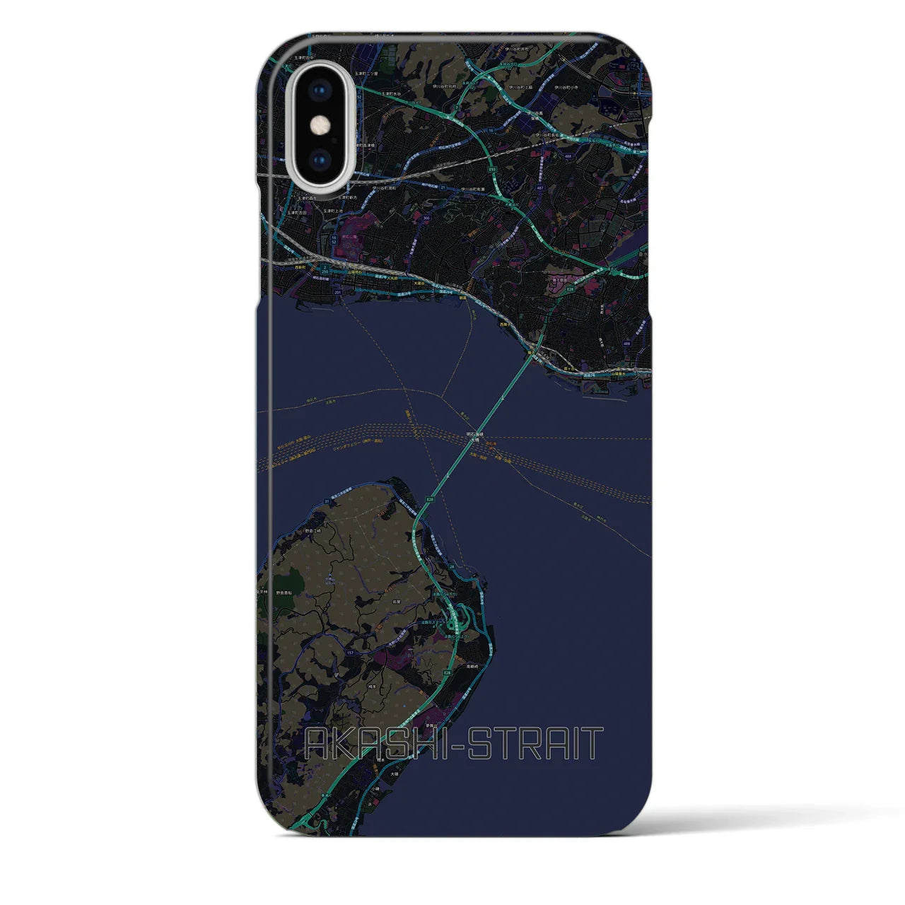 【明石海峡(兵庫県)】地図柄iPhoneケース(バックカバータイプ)