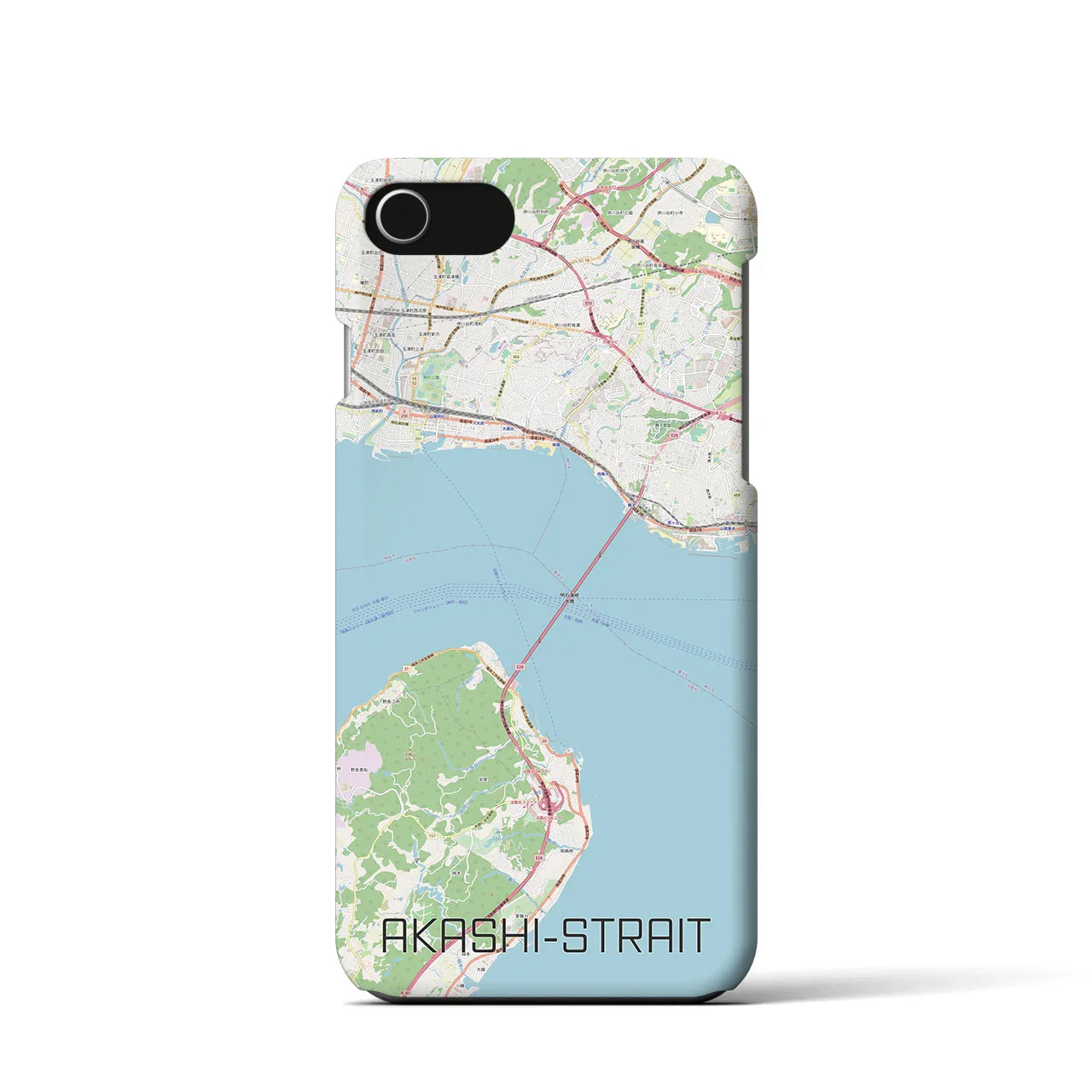 【明石海峡(兵庫県)】地図柄iPhoneケース(バックカバータイプ)