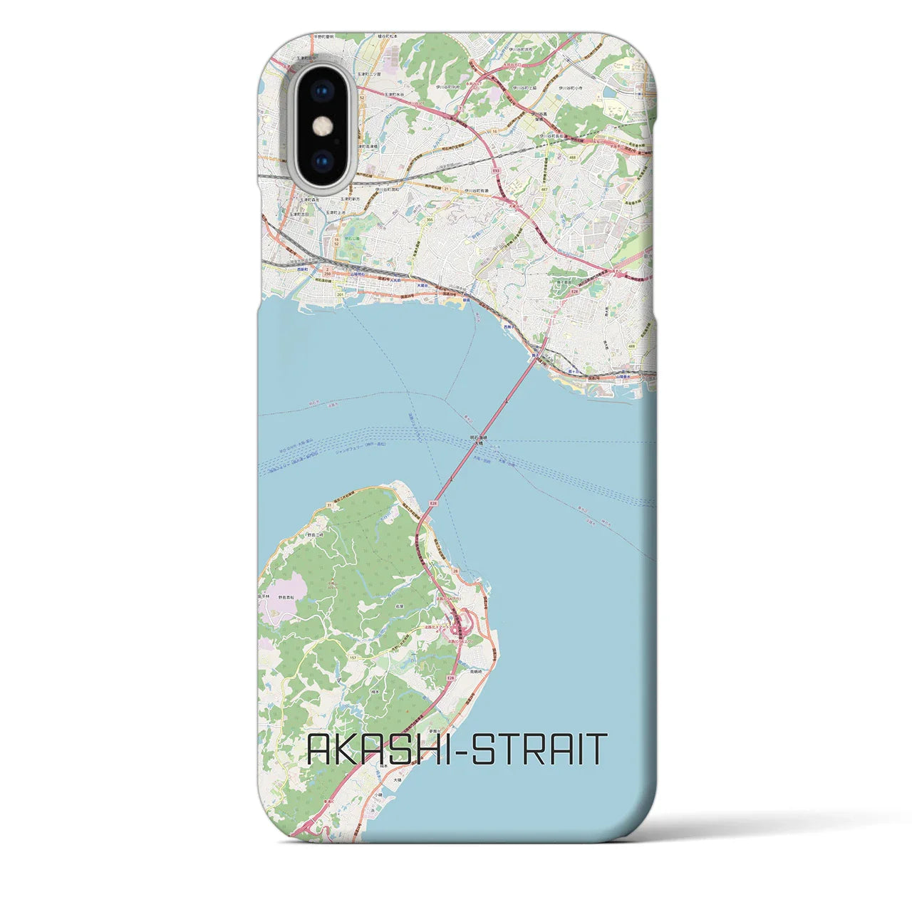 【明石海峡(兵庫県)】地図柄iPhoneケース(バックカバータイプ)
