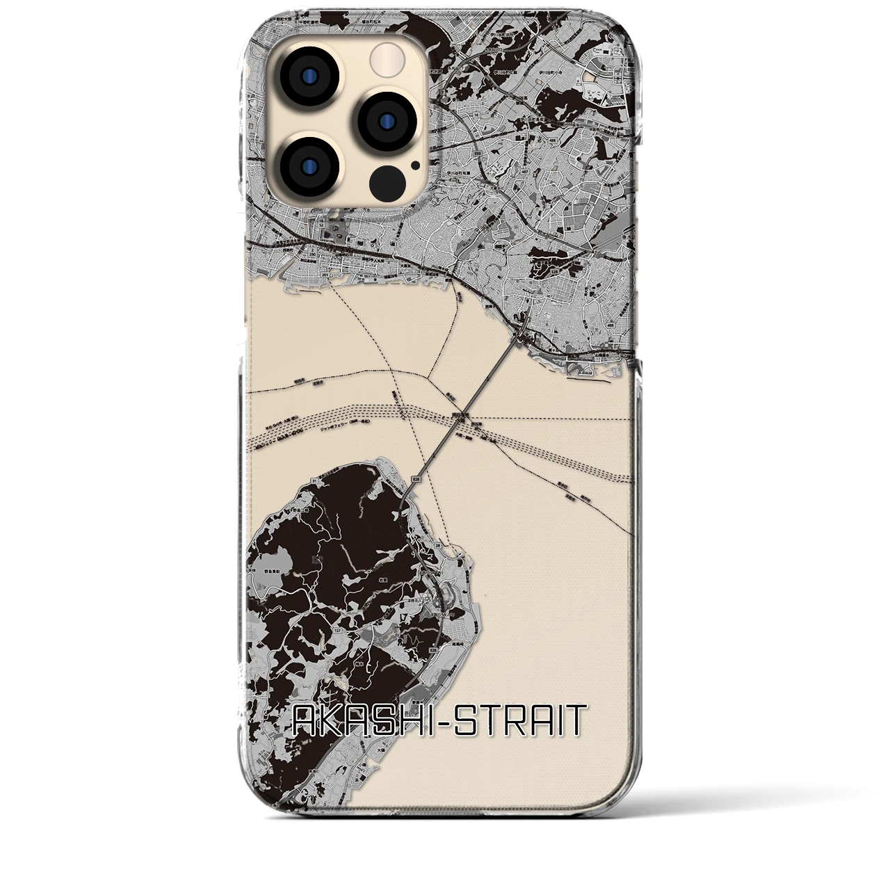 【明石海峡(兵庫県)】地図柄iPhoneケース(クリアタイプ)