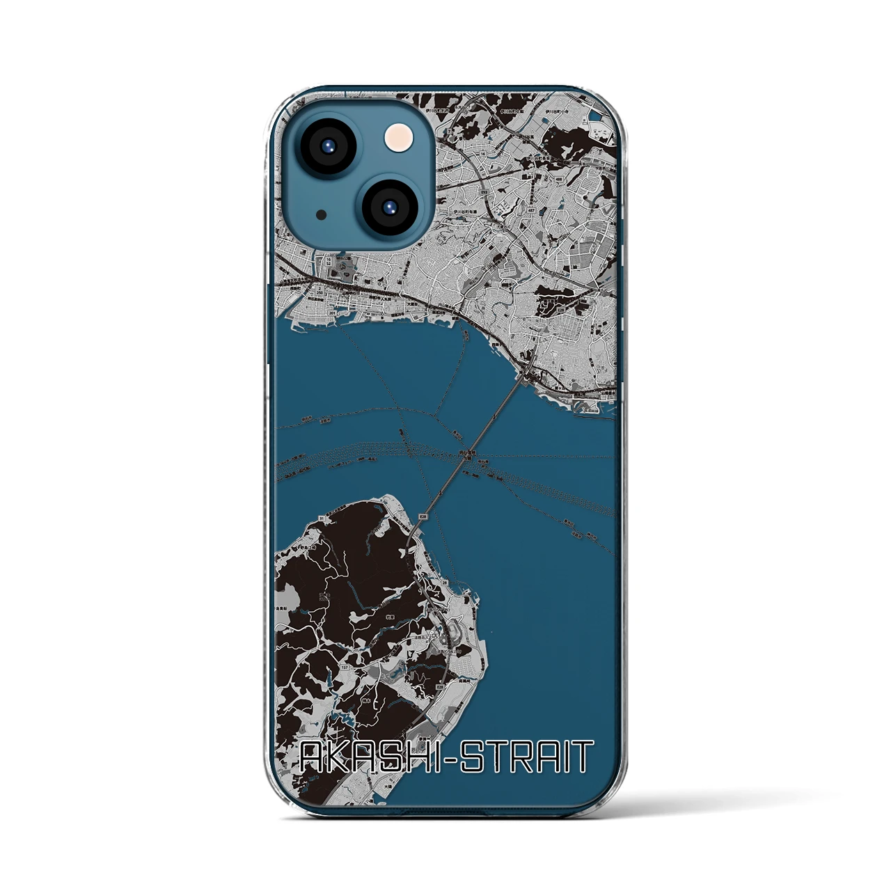 【明石海峡(兵庫県)】地図柄iPhoneケース(クリアタイプ)