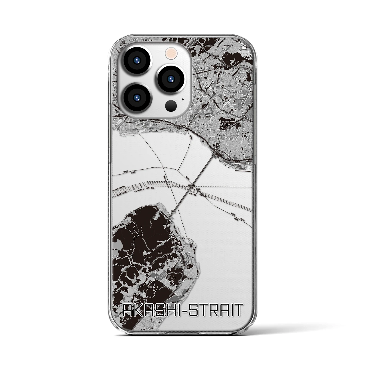 【明石海峡(兵庫県)】地図柄iPhoneケース(クリアタイプ)
