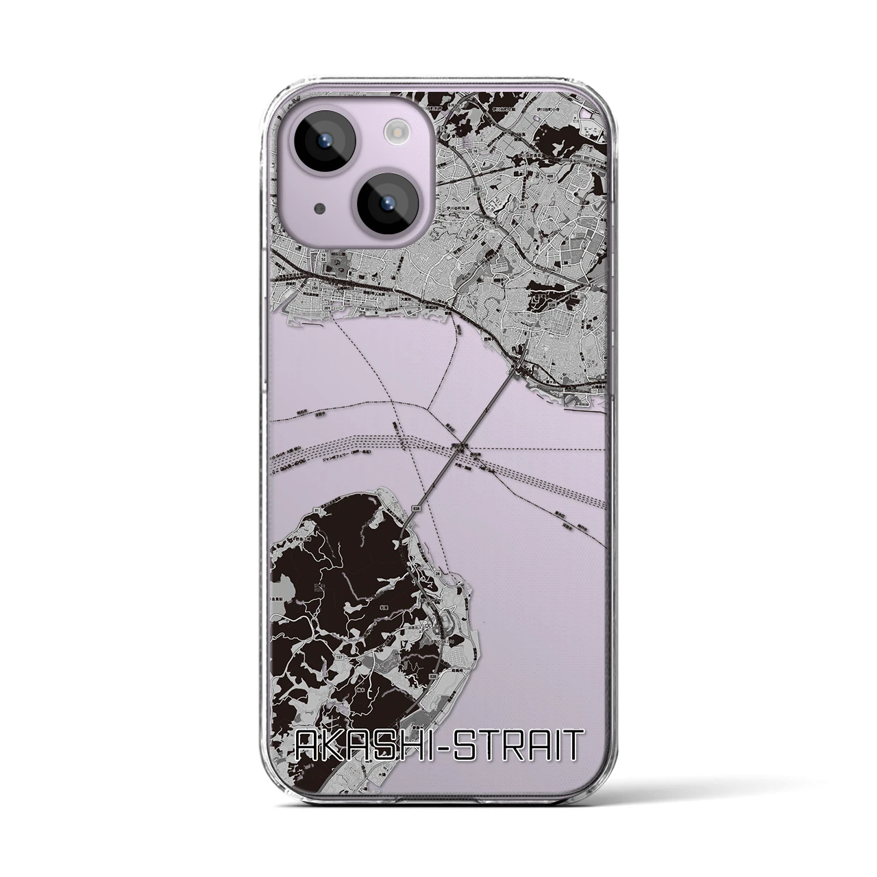 【明石海峡(兵庫県)】地図柄iPhoneケース(クリアタイプ)