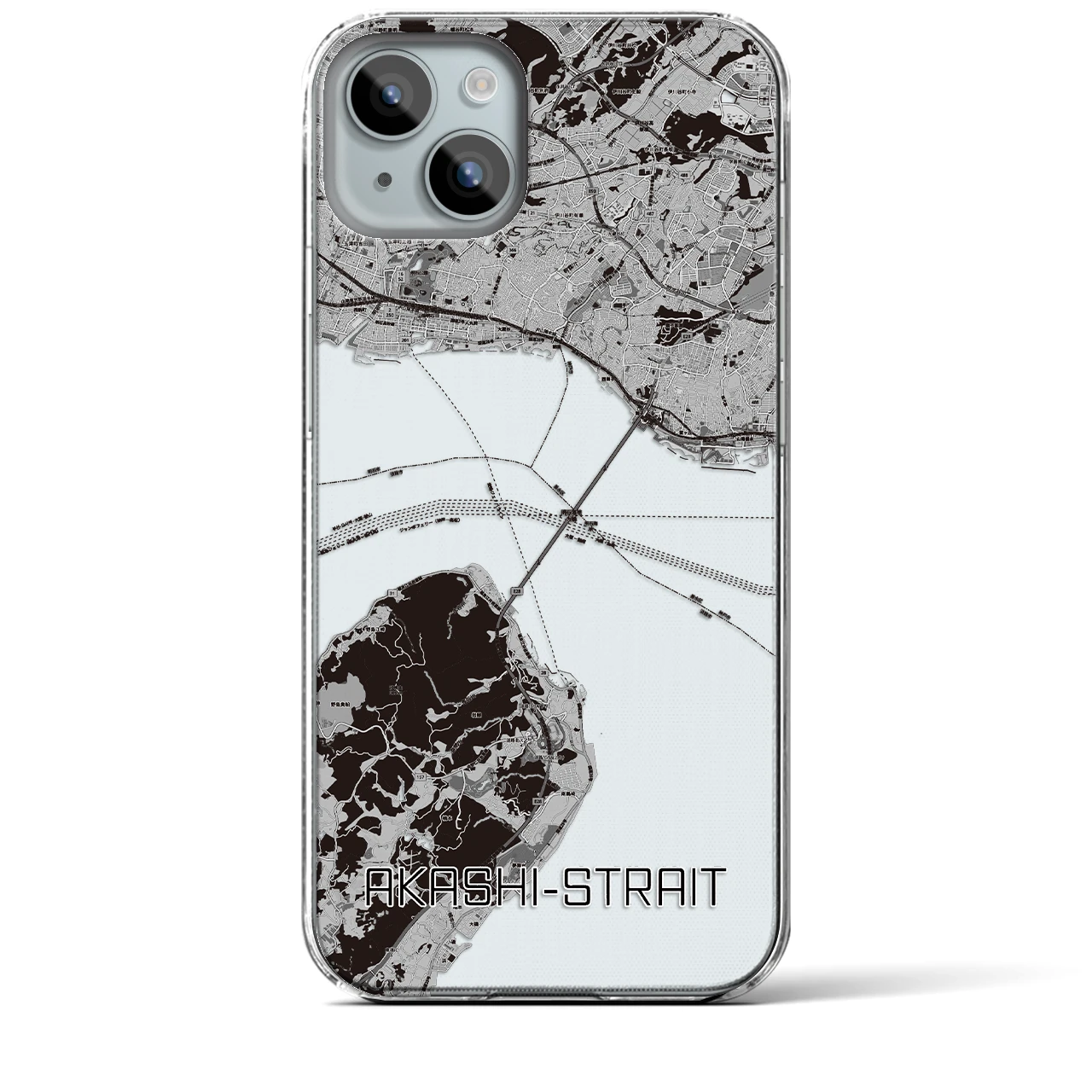 【明石海峡(兵庫県)】地図柄iPhoneケース(クリアタイプ)