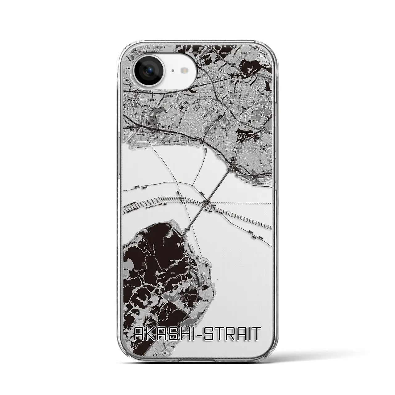 【明石海峡(兵庫県)】地図柄iPhoneケース(クリアタイプ)