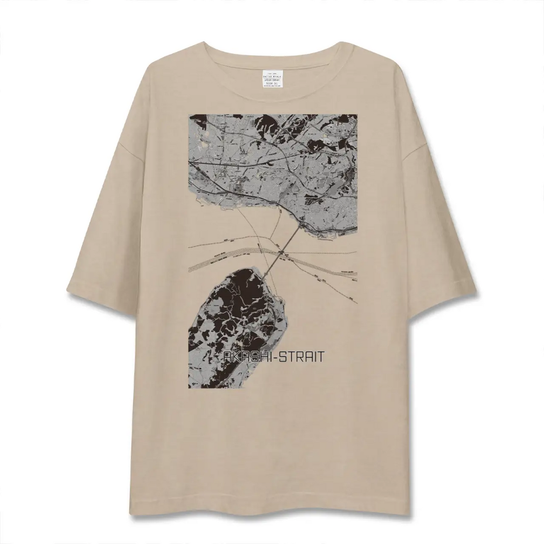 【明石海峡(兵庫県)】地図柄ビッグシルエットTシャツ