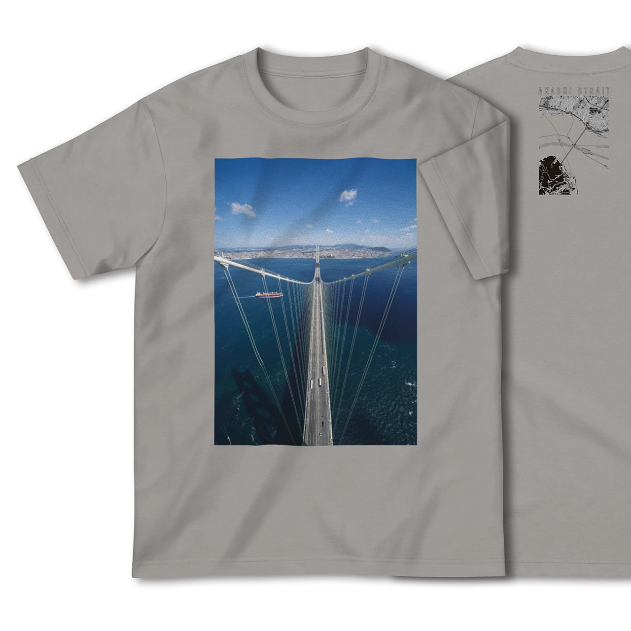 【明石海峡(兵庫県)】Map World ハイクオリティTシャツ