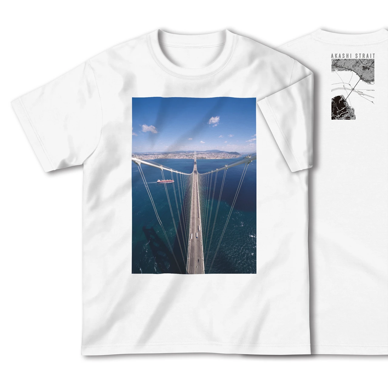 【明石海峡(兵庫県)】Map World ハイクオリティTシャツ