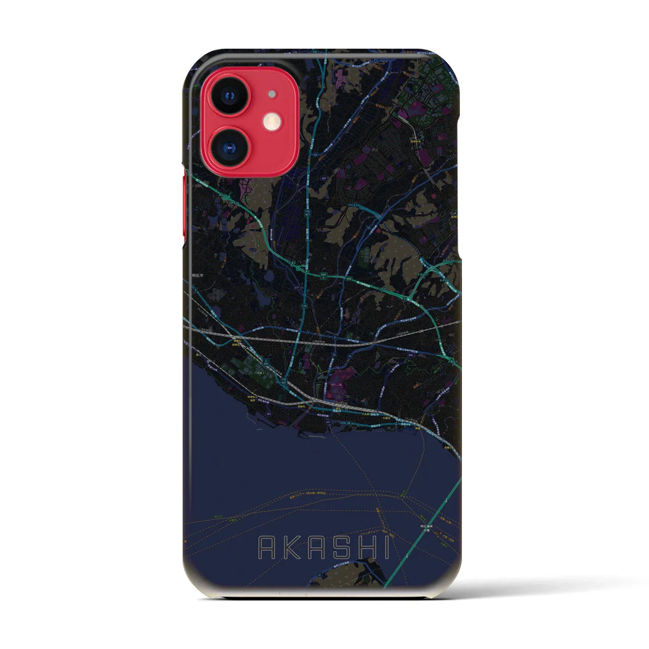 【明石(兵庫県)】地図柄iPhoneケース(バックカバータイプ)