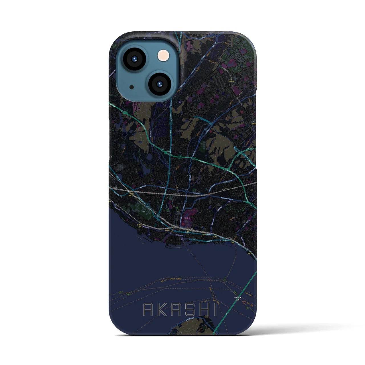 【明石(兵庫県)】地図柄iPhoneケース(バックカバータイプ)