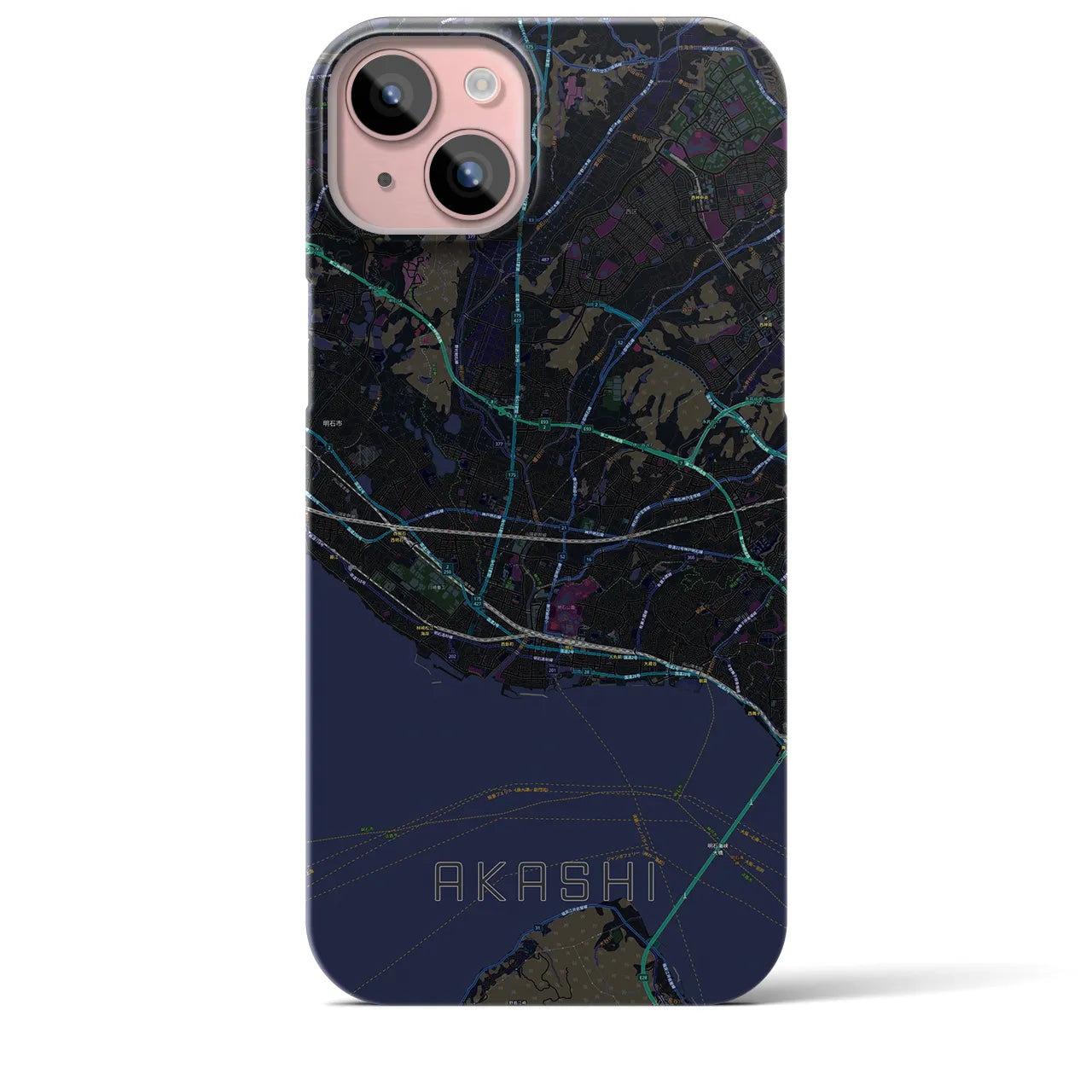 【明石(兵庫県)】地図柄iPhoneケース(バックカバータイプ)