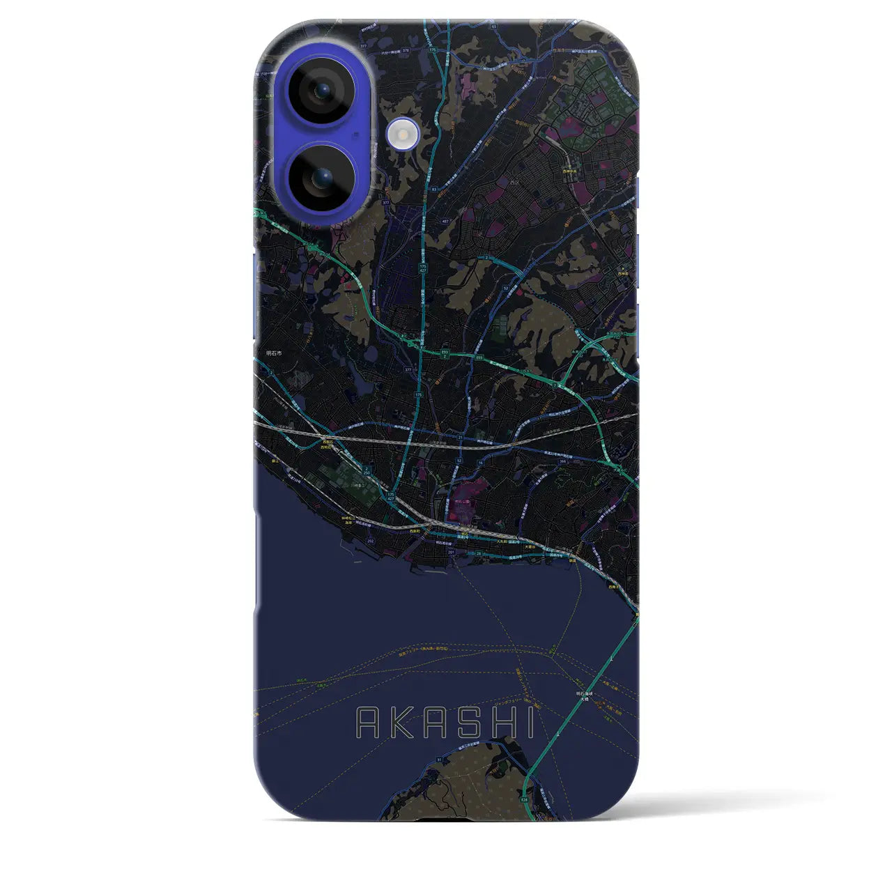 【明石(兵庫県)】地図柄iPhoneケース(バックカバータイプ)