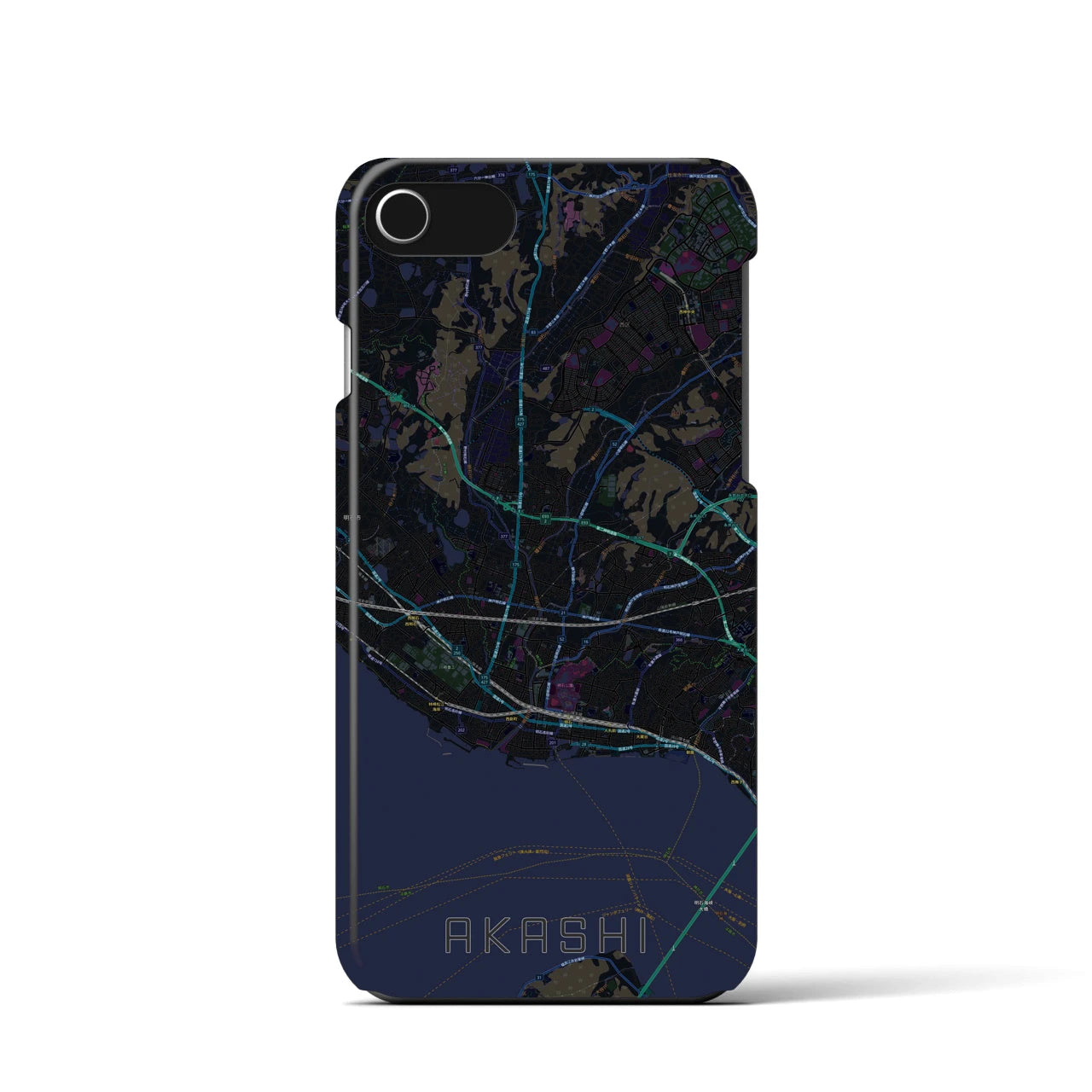 【明石(兵庫県)】地図柄iPhoneケース(バックカバータイプ)