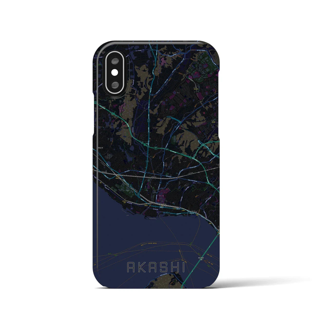 【明石(兵庫県)】地図柄iPhoneケース(バックカバータイプ)