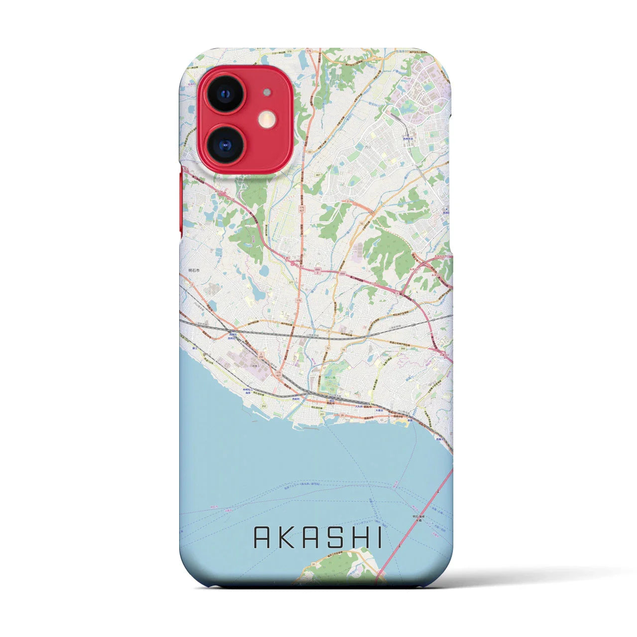 【明石(兵庫県)】地図柄iPhoneケース(バックカバータイプ)